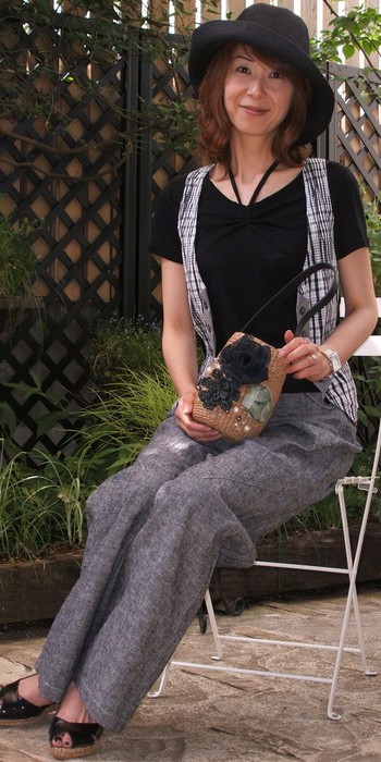 綿麻のワイドパンツ